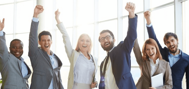 Business people celebrating success